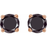 14K Rose 1/2 CTW Natural Black Diamond Stud Earrings